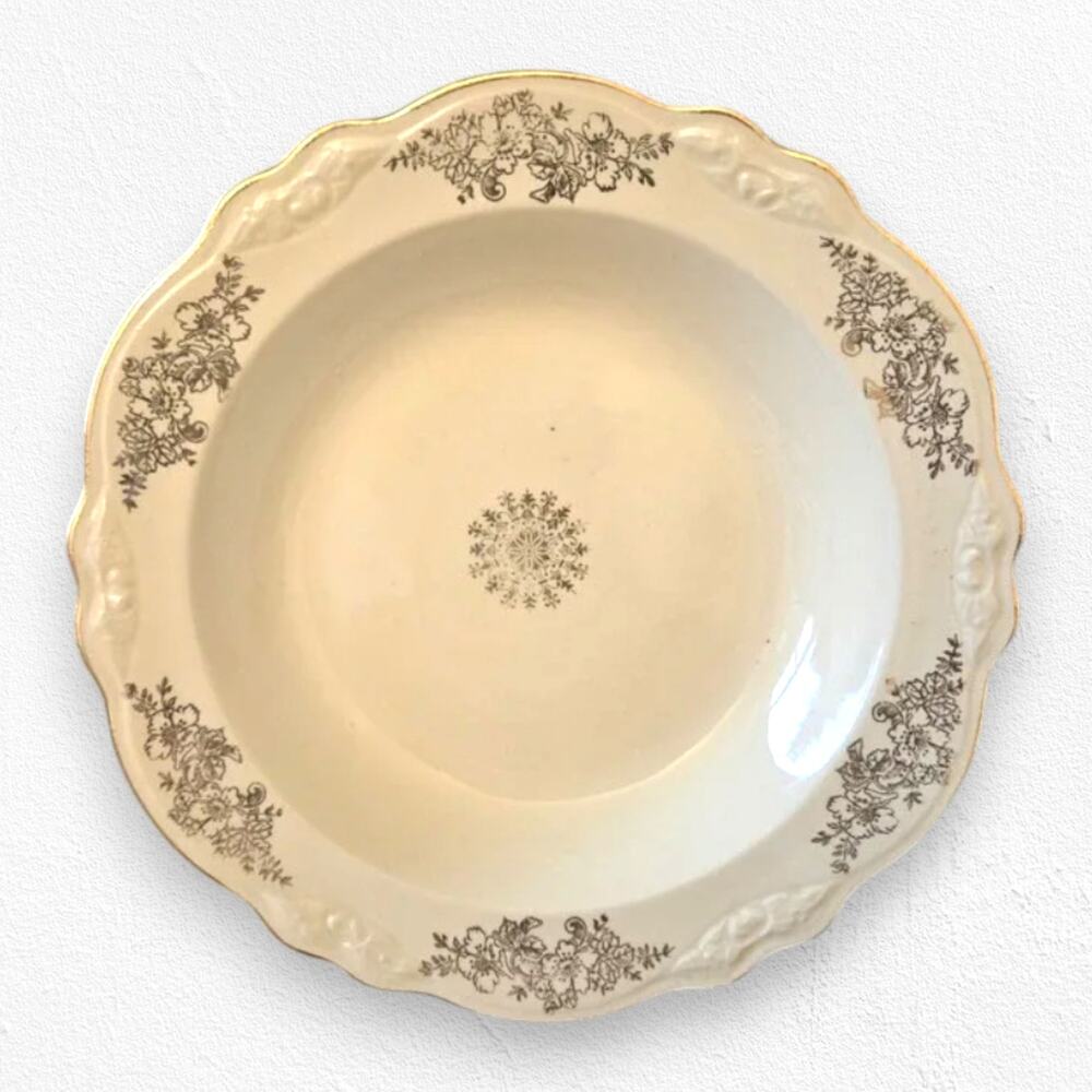 Vintage 1950s Homer Laughlin Golden Rose Misprint Rim Soup Bowls Set of 4